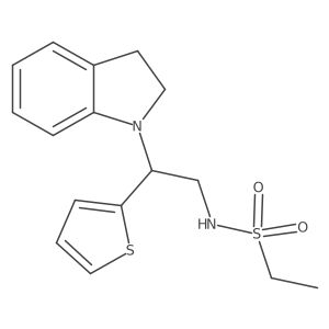 N-(2-(indolin-1-yl)-2-(thiophen-2-yl)ethyl)ethanesulfonamide结构式