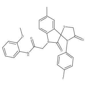 2-[3'-(4-fluorophenyl)-5-methyl-2,4'-dioxo-1,2-dihydrospiro[indole-3,2'-[1,3]thiazolidine]-1-yl]-N-(2-methoxyphenyl)acetamide结构式