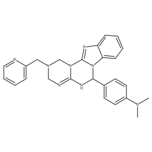 N,N-dimethyl-4-[2-(pyridin-2-ylmethyl)-2,3,4,6-tetrahydro-1H-[1,3,5]triazino[1',2':3,4][1,3,5]triazino[1,2-a]benzimidazol-6-yl]aniline Structure