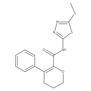 N-[(2Z)-5-(methylsulfanyl)-1,3,4-thiadiazol-2(3H)-ylidene]-3-phenyl-5,6-dihydro-1,4-oxathiine-2-carboxamide结构式
