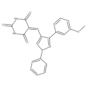 5-((3-(3-methoxyphenyl)-1-phenyl-1H-pyrazol-4-yl)methylene)pyrimidine-2,4,6(1H,3H,5H)-trione结构式