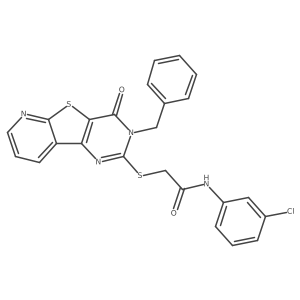 2-({5-benzyl-6-oxo-8-thia-3,5,10-triazatricyclo[7.4.0.0^{2,7}]trideca-1(9),2(7),3,10,12-pentaen-4-yl}sulfanyl)-N-(3-chlorophenyl)acetamide Structure