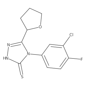 4-(3-Chloro-4-fluorophenyl)-5-(oxolan-2-yl)-1,2,4-triazole-3-thiol结构式