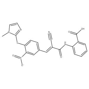 2-[[(E)-2-cyano-3-[4-(1-methylimidazol-2-yl)sulfanyl-3-nitrophenyl]prop-2-enoyl]amino]benzoic acid Structure