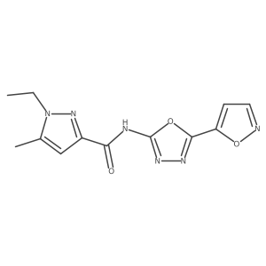 1-ethyl-N-(5-(isoxazol-5-yl)-1,3,4-oxadiazol-2-yl)-5-methyl-1H-pyrazole-3-carboxamide Structure