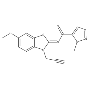 (E)-1-methyl-N-(6-(methylthio)-3-(prop-2-yn-1-yl)benzo[d]thiazol-2(3H)-ylidene)-1H-pyrazole-5-carboxamide结构式