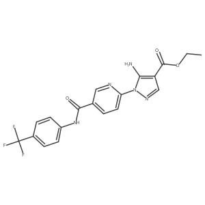 ethyl 5-amino-1-(5-{[4-(trifluoromethyl)phenyl]carbamoyl}pyridin-2-yl)-1H-pyrazole-4-carboxylate结构式
