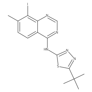 N-[5-(1,1-dimethylethyl)-1,3,4-thiadiazol-2-yl]-8-iodo-7-methyl-4-quinazolinamine结构式