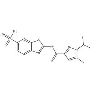 1-isopropyl-5-methyl-N-(6-sulfamoylbenzo[d]thiazol-2-yl)-1H-pyrazole-3-carboxamide结构式