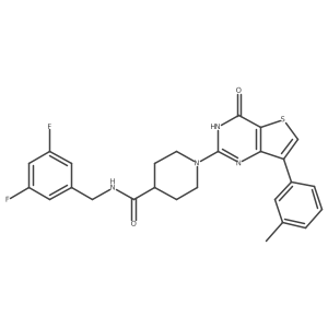 N-(3,5-difluorobenzyl)-1-[7-(3-methylphenyl)-4-oxo-3,4-dihydrothieno[3,2-d]pyrimidin-2-yl]piperidine-4-carboxamide结构式
