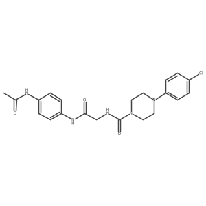 N-(2-{[4-(acetylamino)phenyl]amino}-2-oxoethyl)-4-(4-chlorophenyl)piperazine-1-carboxamide结构式