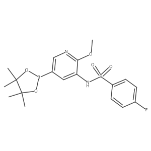4-fluoro-N-(2-methoxy-5-(4,4,5,5-tetramethyl-1,3,2-dioxaborolan-2-yl)pyridin-3-yl)benzenesulfonamide结构式
