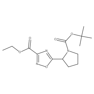 Ethyl 5-{1-[(tert-butoxy)carbonyl]pyrrolidin-2-yl}-1,2,4-oxadiazole-3-carboxylate结构式