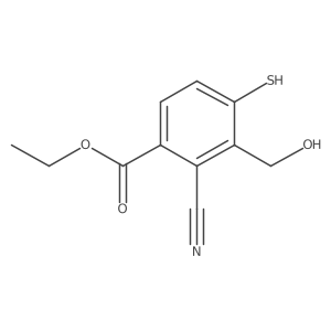 Benzoic acid, 2-cyano-3-(hydroxymethyl)-4-mercapto-, ethyl ester Structure