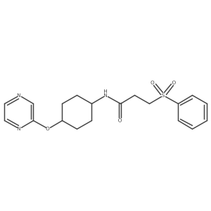 3-(benzenesulfonyl)-N-[(1r,4r)-4-(pyrazin-2-yloxy)cyclohexyl]propanamide Structure