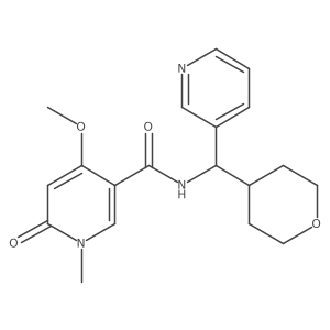 4-methoxy-1-methyl-6-oxo-N-(pyridin-3-yl(tetrahydro-2H-pyran-4-yl)methyl)-1,6-dihydropyridine-3-carboxamide结构式