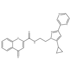 N-(2-(5-cyclopropyl-3-(pyrazin-2-yl)-1H-pyrazol-1-yl)ethyl)-4-oxo-4H-chromene-2-carboxamide结构式