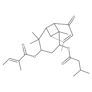 NCGC00384505-01_C25H36O5_2-Butenoic acid, 2-methyl-, (4R,6R)-3,3,7,9-tetramethyl-6-(3-methyl-1-oxobutoxy)-11-oxotricyclo[5.4.0.0~2,8~]undec-9-en-4-yl ester, (2Z)- Structure