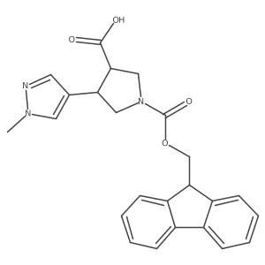 (3R,4S)-1-{[(9H-fluoren-9-yl)methoxy]carbonyl}-4-(1-methyl-1H-pyrazol-4-yl)pyrrolidine-3-carboxylic acid Structure