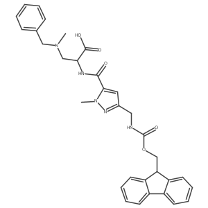 3-[benzyl(methyl)amino]-2-({3-[({[(9H-fluoren-9-yl)methoxy]carbonyl}amino)methyl]-1-methyl-1H-pyrazol-5-yl}formamido)propanoic acid Structure