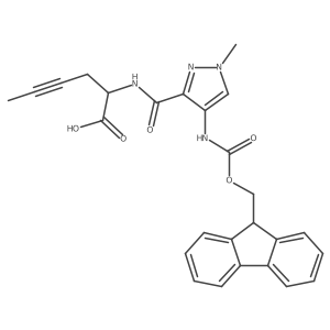 2-{[4-({[(9H-fluoren-9-yl)methoxy]carbonyl}amino)-1-methyl-1H-pyrazol-3-yl]formamido}hex-4-ynoic acid结构式