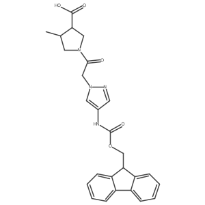 1-{2-[4-({[(9H-fluoren-9-yl)methoxy]carbonyl}amino)-1H-pyrazol-1-yl]acetyl}-4-methylpyrrolidine-3-carboxylic acid Structure