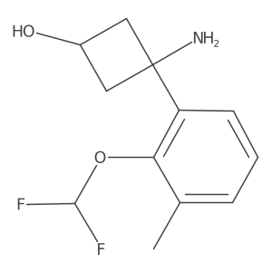 3-Amino-3-[2-(difluoromethoxy)-3-methylphenyl]cyclobutan-1-ol结构式