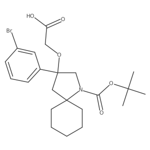 2-{[3-(3-Bromophenyl)-1-[(tert-butoxy)carbonyl]-1-azaspiro[4.5]decan-3-yl]oxy}acetic acid结构式