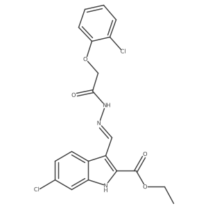 Ethyl (E)-6-chloro-3-((2-(2-(2-chlorophenoxy)acetyl)hydrazono)methyl)-1H-indole-2-carboxylate Structure