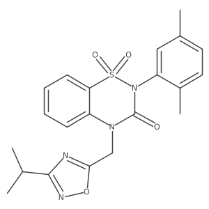 2-(2,5-dimethylphenyl)-4-{[3-(propan-2-yl)-1,2,4-oxadiazol-5-yl]methyl}-3,4-dihydro-2H-1lambda6,2,4-benzothiadiazine-1,1,3-trione结构式