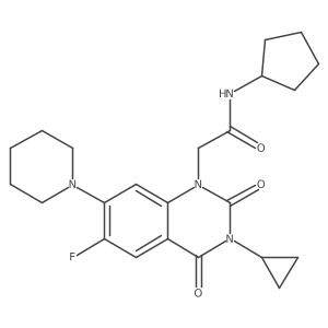 N-cyclopentyl-2-[3-cyclopropyl-6-fluoro-2,4-dioxo-7-(piperidin-1-yl)-1,2,3,4-tetrahydroquinazolin-1-yl]acetamide Structure