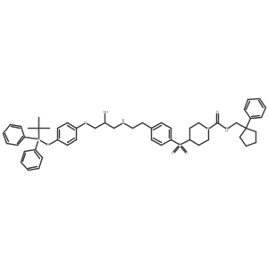 4-[[4-[2-[[(2S)-3-[4-[[(1,1-Dimethylethyl)diphenylsilyl]oxy]phenoxy]-2-hydroxypropyl]amino]ethyl]phenyl]sulfonyl]-N-[(1-phenylcyclopentyl)methyl]-1-piperidinecarboxamide结构式