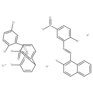 O=S(=O)([O-])c1ccc2c(N=Nc3cc(Cl)ccc3[O-])c([O-])ccc2c1.O=[N+]([O-])c1ccc([O-])c(N=Nc2c([O-])ccc3ccccc23)c1.[Cr+3].[H+].[H+]结构式