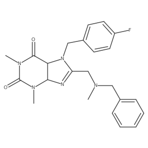 8-[[Benzyl(methyl)amino]methyl]-7-[(4-fluorophenyl)methyl]-1,3-dimethyl-4,5-dihydropurine-2,6-dione结构式