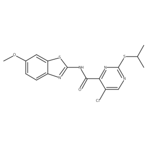 5-chloro-N-(6-methoxy-1,3-benzothiazol-2-yl)-2-(propan-2-ylsulfanyl)pyrimidine-4-carboxamide结构式