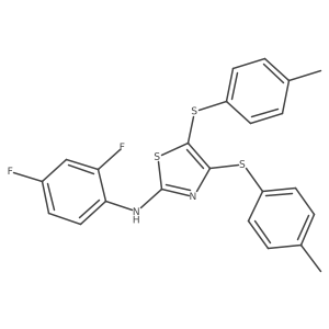 N-(2,4-difluorophenyl)-4,5-bis[(4-methylphenyl)sulfanyl]-1,3-thiazol-2-amine结构式