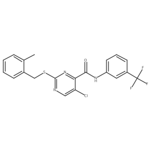 5-chloro-2-[(2-methylbenzyl)sulfanyl]-N-[3-(trifluoromethyl)phenyl]pyrimidine-4-carboxamide Structure
