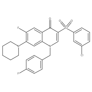 3-((3-chlorophenyl)sulfonyl)-6-fluoro-1-(4-fluorobenzyl)-7-(piperidin-1-yl)quinolin-4(1H)-one Structure