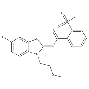 (E)-N-(6-fluoro-3-(2-methoxyethyl)benzo[d]thiazol-2(3H)-ylidene)-2-(methylsulfonyl)benzamide结构式