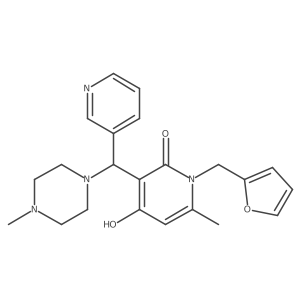 1-(furan-2-ylmethyl)-4-hydroxy-6-methyl-3-((4-methylpiperazin-1-yl)(pyridin-3-yl)methyl)pyridin-2(1H)-one Structure