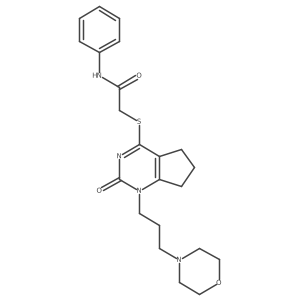 2-((1-(3-morpholinopropyl)-2-oxo-2,5,6,7-tetrahydro-1H-cyclopenta[d]pyrimidin-4-yl)thio)-N-phenylacetamide结构式