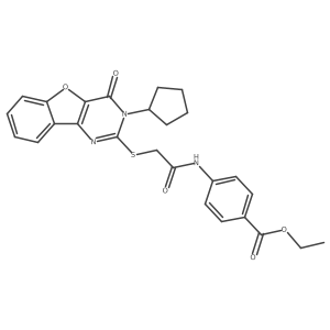 Ethyl 4-({[(3-cyclopentyl-4-oxo-3,4-dihydro[1]benzofuro[3,2-d]pyrimidin-2-yl)sulfanyl]acetyl}amino)benzoate Structure