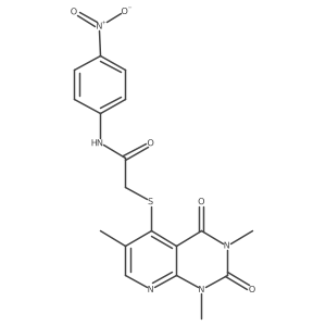N-(4-nitrophenyl)-2-((1,3,6-trimethyl-2,4-dioxo-1,2,3,4-tetrahydropyrido[2,3-d]pyrimidin-5-yl)thio)acetamide结构式