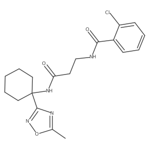 2-chloro-N-[3-[[1-(5-methyl-1,2,4-oxadiazol-3-yl)cyclohexyl]amino]-3-oxopropyl]benzamide结构式