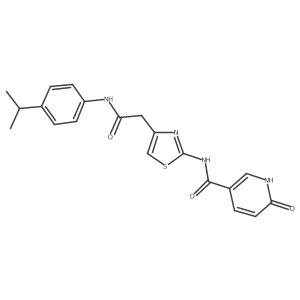 N-(4-(2-((4-isopropylphenyl)amino)-2-oxoethyl)thiazol-2-yl)-6-oxo-1,6-dihydropyridine-3-carboxamide结构式