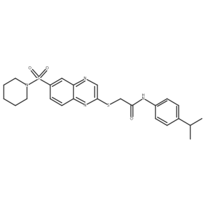 2-{[6-(piperidine-1-sulfonyl)quinoxalin-2-yl]sulfanyl}-N-[4-(propan-2-yl)phenyl]acetamide结构式