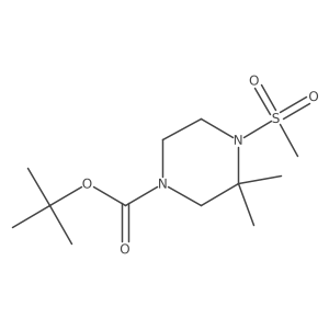 4-Methanesulfonyl-3,3-dimethyl-piperazine-1-carboxylic acid tert-butyl ester结构式