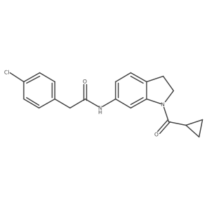 2-(4-chlorophenyl)-N-(1-(cyclopropanecarbonyl)indolin-6-yl)acetamide结构式