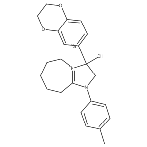 3-(2,3-dihydrobenzo[b][1,4]dioxin-6-yl)-3-hydroxy-1-(p-tolyl)-3,5,6,7,8,9-hexahydro-2H-imidazo[1,2-a]azepin-1-ium bromide Structure