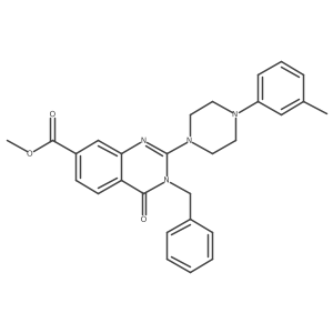Methyl 3-benzyl-2-[4-(3-methylphenyl)piperazin-1-yl]-4-oxo-3,4-dihydroquinazoline-7-carboxylate结构式